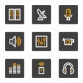 Media web icons, grey buttons series Royalty Free Stock Photo