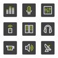 Media web icons, grey square buttons series Royalty Free Stock Photo