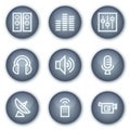 Media web icons, mineral circle buttons series Royalty Free Stock Photo