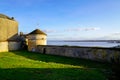 Mediaeval ramparts of the village of bourg sur gironde overlooking the garonne river France