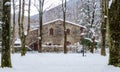 Mediaeval stone house in winter in Camprodon, Catalonia,Spain, the Pyrenees