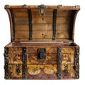 Mediaeval treasure chest isolated on transparent background.