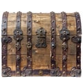 Mediaeval treasure chest isolated on transparent background.