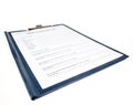 Medial Questionnaire in a clipboard Royalty Free Stock Photo