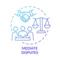 Mediate disputes blue gradient concept icon