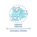 Mediate disputes turquoise concept icon Royalty Free Stock Photo