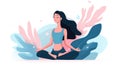 mediating woman in yoga pose AI generated Royalty Free Stock Photo