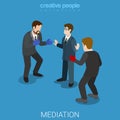 Mediation business conflict boxing flat isometric vector 3d Royalty Free Stock Photo