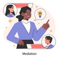 Mediator. Black businesswoman highlights a solution, bridging two parties Royalty Free Stock Photo