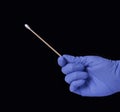 Medic glove hand hold DNA cotton swab wipe saliva test