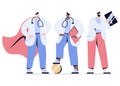 medic people vector doctors and nurses doctor wearing super hero raincoat