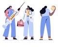 medic people vector doctors and nurses medical worker with big syringe