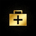 Medic suitcase gold, icon. Vector illustration of golden particle