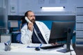 Medic using landline phone for remote communication overtime