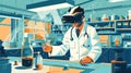 Medic in virtual glasses in medical laboratory Royalty Free Stock Photo