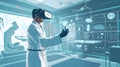 Medic in virtual glasses in medical laboratory Royalty Free Stock Photo