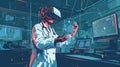 Medic in virtual glasses in medical laboratory