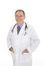 Caucasian doctor with a receding hairline wearing a white lab coat.