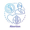 Medical abortion concept icon. Miscarriage idea thin line illustration. Infertility problem. Pregnancy loss. Fetal death Royalty Free Stock Photo