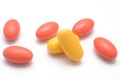 Medical abstract: pills on white background