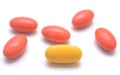 Medical abstract: pills on white background