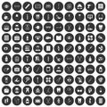 100 medical accessories icons set black circle