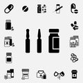 Medical ampoule or vaccine icon set