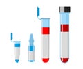 Medical ampoule or vaccine vector icon set. Ampoule simple icon. Medical tests. Blood container for analysis, test.