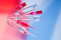 Medical ampoules on red and blue Royalty Free Stock Photo