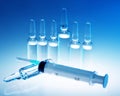 Medical ampoules and syringe Royalty Free Stock Photo