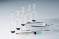 Medical ampoules and syringe