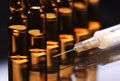 Medical ampules with syringe Royalty Free Stock Photo