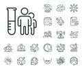 Medical analyzes line icon. Medicine beaker sign. Pharmacy medication. Online doctor, patient and medicine. Vector