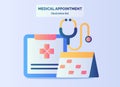 Medical appointment concept register schedule calender with flat cartoon style