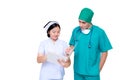 Medical asian nurse and doctor talking working together in team Royalty Free Stock Photo