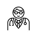 Black line icon for Medical Assistance Man, doctor and physician Royalty Free Stock Photo