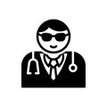 Black solid icon for Medical Assistance Man, doctor and physician Royalty Free Stock Photo