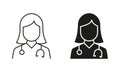 Medical Assistant, Female Physicians Specialist Pictogram. Nurse and Doctor Symbol Collection. Professional Doctor with