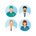 Medical avatars set vector. Medical clinic staff flat avatars.