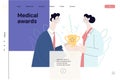 Medical awards - medical insurance web template. Flat vector