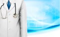 Medical background with a doctors lab white coat
