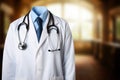 Medical background, Doctors white lab coat and stethoscope, symbolizing expertise