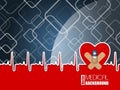 Medical background with ekg heart and blue pill