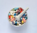 Medical background. Heap of medicine pills and capsules Royalty Free Stock Photo