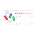 Medical Background with realistic tablets and medicines symbol