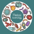 Medical bacteriology poster with harmful organisms vector illustration Royalty Free Stock Photo