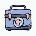 Medical bag doodle color vector icon. Drawing sketch illustration hand drawn line eps10 Royalty Free Stock Photo