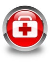 Medical bag icon glossy red round button Royalty Free Stock Photo