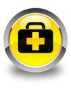 Medical bag icon glossy yellow round button Royalty Free Stock Photo