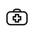 Medical bag line icon, outline vector sign, linear style pictogram isolated on white. First aid kit symbol, logo illustration. Royalty Free Stock Photo